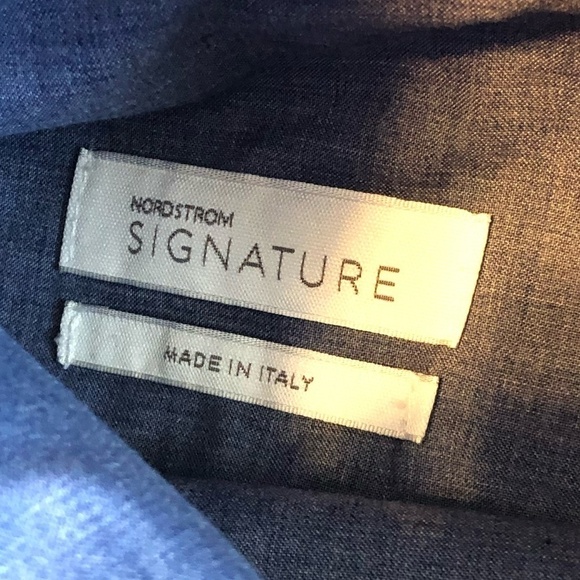 NORDSTROM SIGNATURE Pants Men's Size 36 Waist Blue Subtle Stripes Made In Italy - Picture 8 of 14